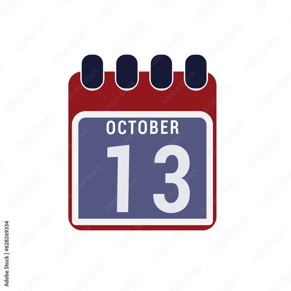 Calendar displaying day 13 ( thirteenth ) of the October - Day 13 of the month. illustration Calendar displaying day 13 ( thirteenth ) of the October - Day 13 of the month. illustration