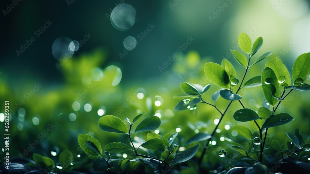 Abstract blur green color for background, blurred and defocused effect spring concept for design