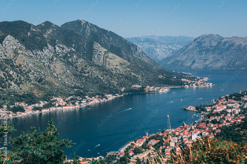 Kotor view from mountains hiking trail Montenegro