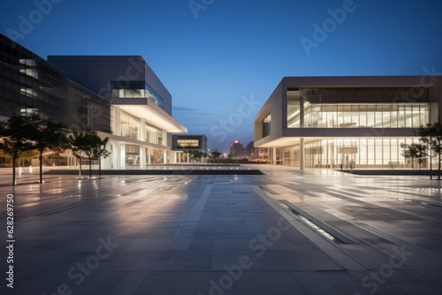 modern building with empty floor at dawn © kalafoto