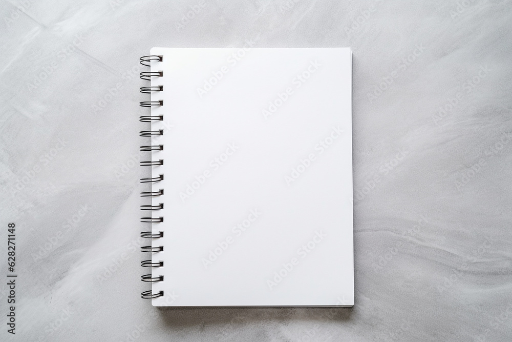 Empty blank notebook with a soft gray cover, empty blank paper, minimalistic background, Generative AI Empty blank notebook with a soft gray cover, empty blank paper, minimalistic background, Generative AI