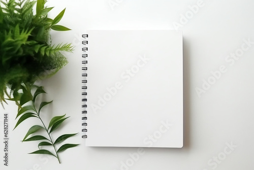 Empty blank notebook with a soft gray cover, empty blank paper, minimalistic background, Generative AI