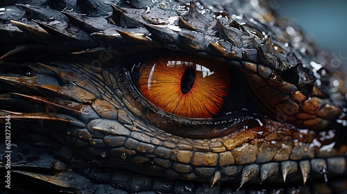 Stunning Close-Up: Dragon's Eye - Revealing the Ancient Wisdom and Fierce Power of a Mythical Creature in Super Detailed Imagery. Generative AI