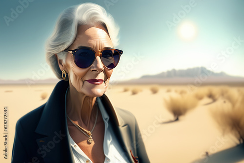Portrait of an elderly mature woman on the background. generate ai