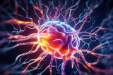 Human brain showing neurons firing and neural extensions