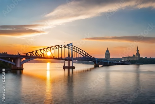 city harbour bridge at sunset © tahira