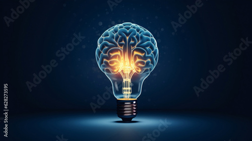 Human brain lightbulb new ideas concept Generative AI.