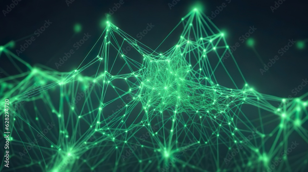Plexus Point cloud. Network of light points connected by light lines. Generative AI.