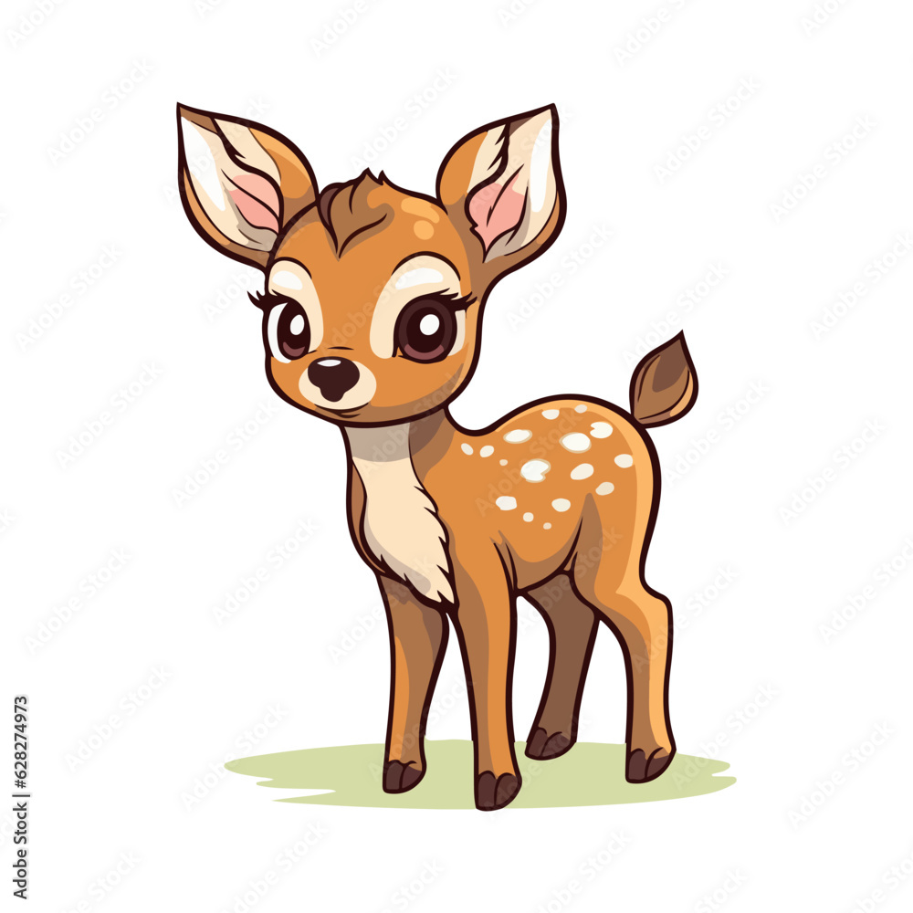 baby deer, mouse deer cute cartoon vector