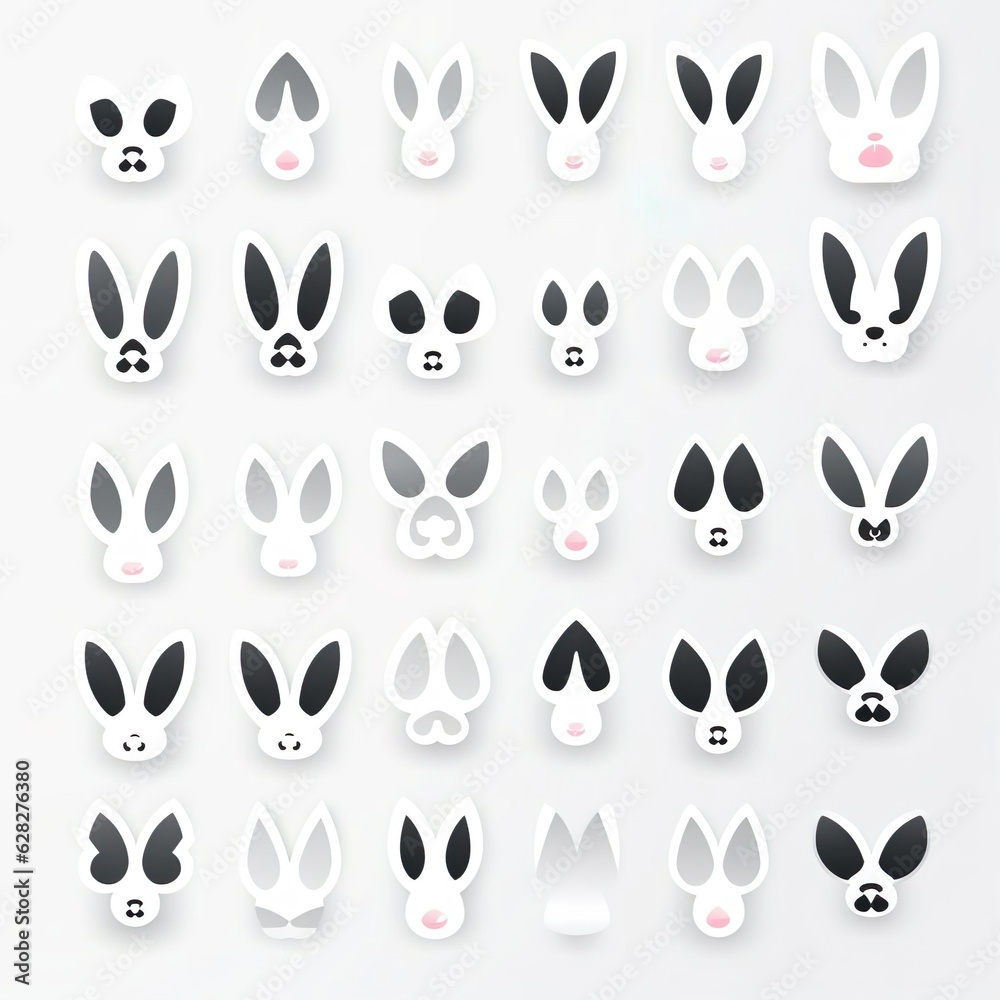 Fototapeta premium Set bunny rabbit white ears