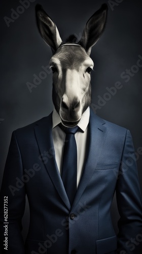 Portrait of a donkey dressed in a formal business suit © Adriana