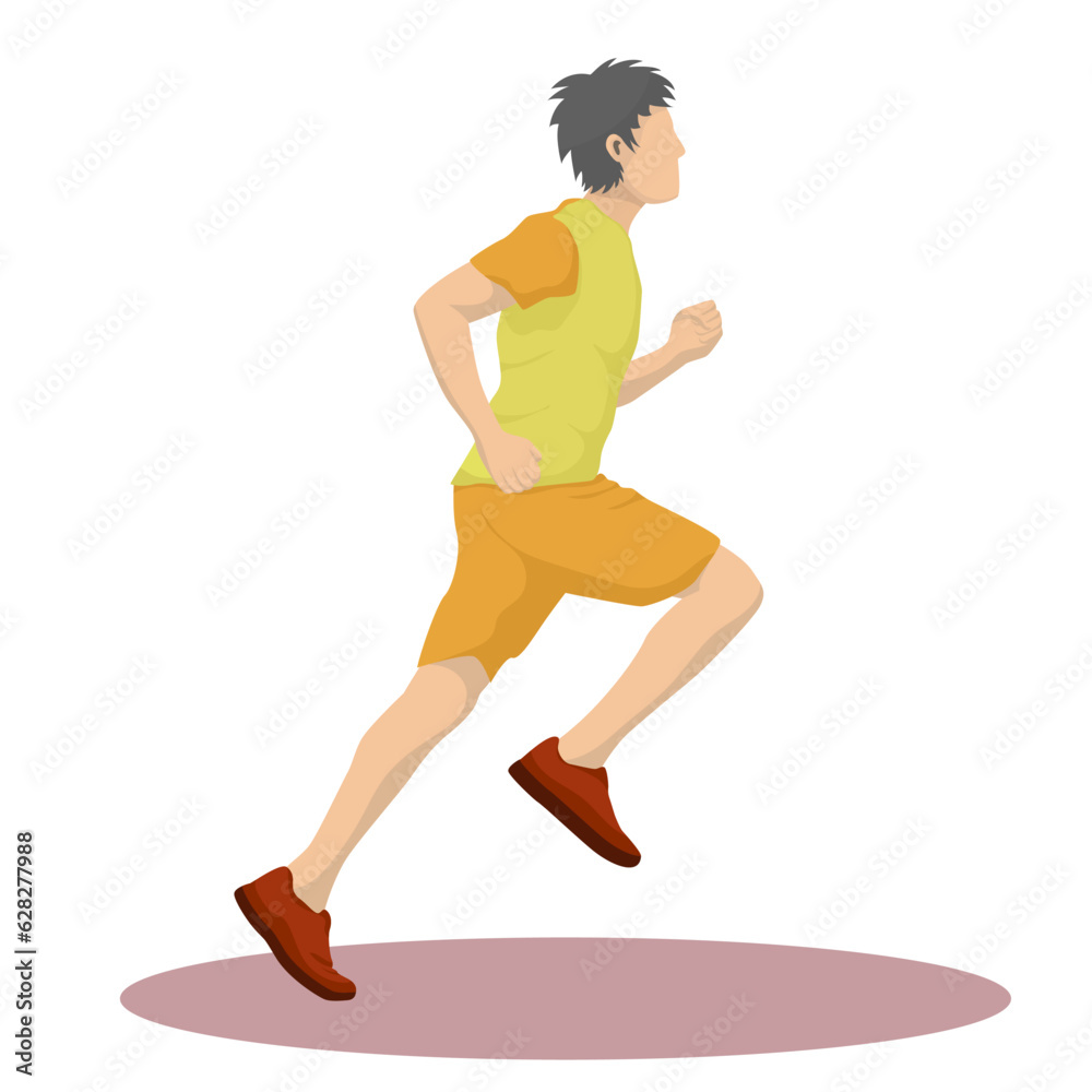 fitness sport lifestyle workout, man running isolated cartoon vector illustration graphic design