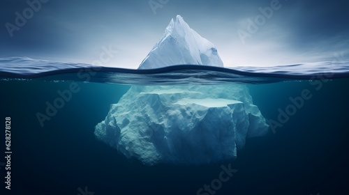 Eisberg im Meer, über und unter Wasser (Generative AI, KI)