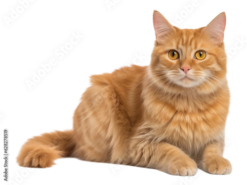 Sitting orange cat on a transparent background. Generative AI © MW.LW