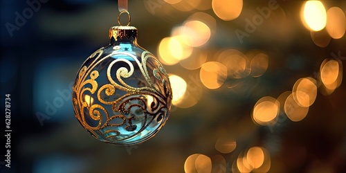 Gorgeous Christmas decorations on the Christmas tree. Christmas theme. Generative AI