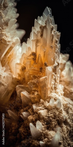 Closeup photo of mineral calcit stone, macro. Generative AI