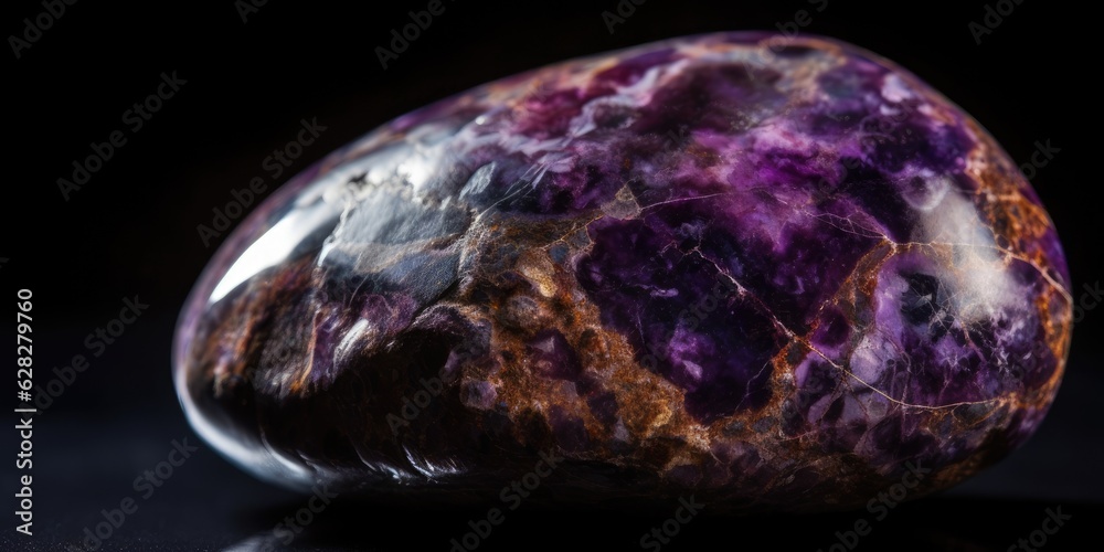 Photo of the mineral stone charoite close-up, macro. Generative AI Photo of the mineral stone charoite close-up, macro. Generative AI