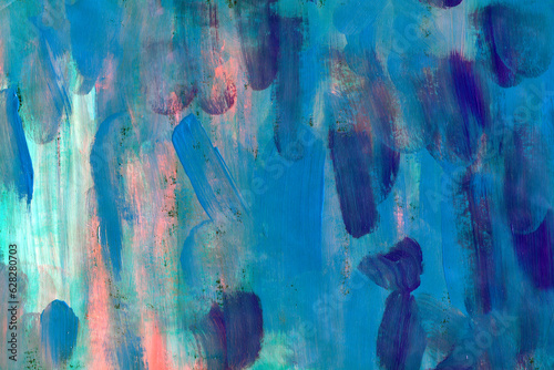 Blue green acrylic painting texture. Hand painted background