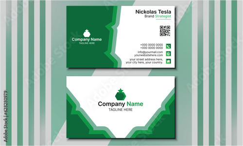 Double-sided creative business card template, Creative and modern business card, simple Green  business card design, Flat business card design vector, Personal visiting card with company logo