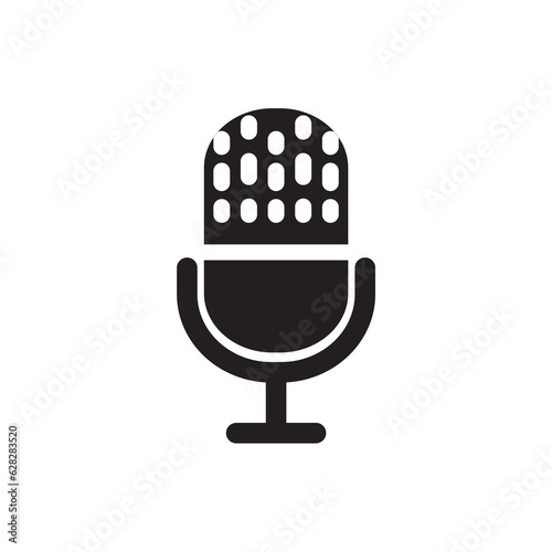 Flat design microphone icon. Concept Podcast illustration. Podcast radio icon. Studio microphone broadcast podcast icon vector illustration.