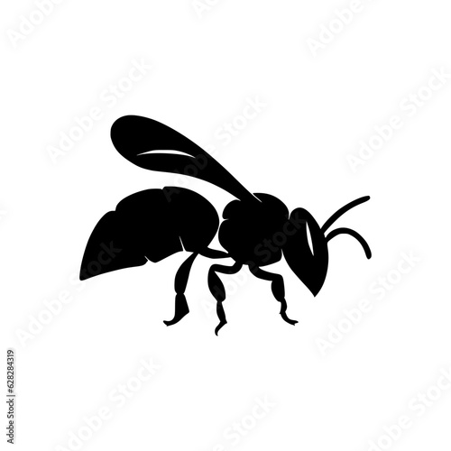Professional black and white bee logo, suitable for a variety of industries. Minimalistic aesthetic, isolated on a white background. Silhouette icon of a wasp. simple logo of a honey. © Rifqi Chandra