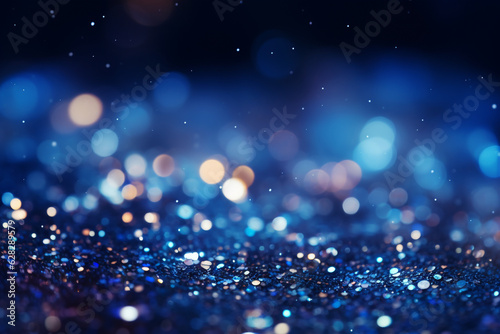 Blue bokeh glitter wallpaper background design made with AI generative technology © The Picture House