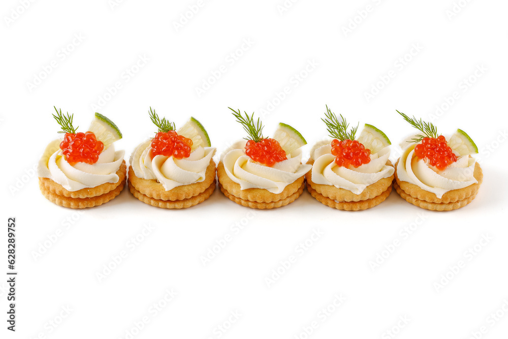 canape with red caviar on white background for restaurant website 4 canape with red caviar on white background for restaurant website 4