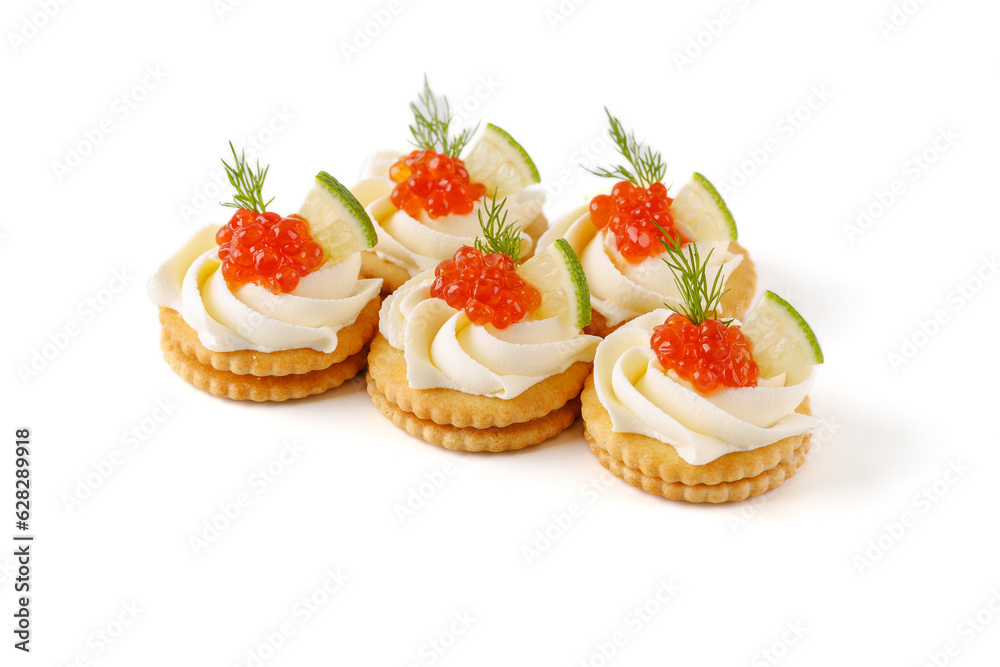 canape with red caviar on white background for restaurant website 3 canape with red caviar on white background for restaurant website 3