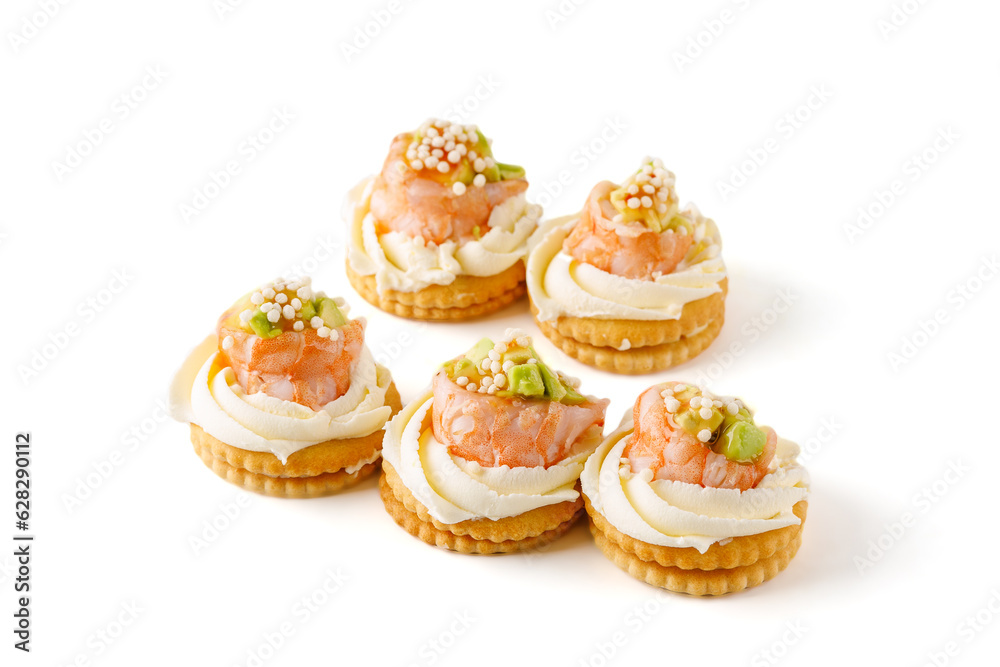 canape with shrimp and avocado on white background for restaurant website 1 canape with shrimp and avocado on white background for restaurant website 1