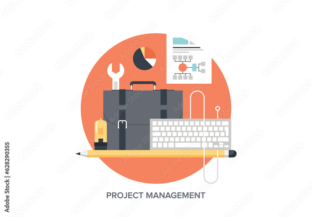 Vector illustration of project management flat design concept. Stock ...