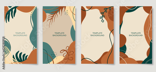 Fall Boho Instagram Mood Templates. Trendy abstract shapes. Vector illustration