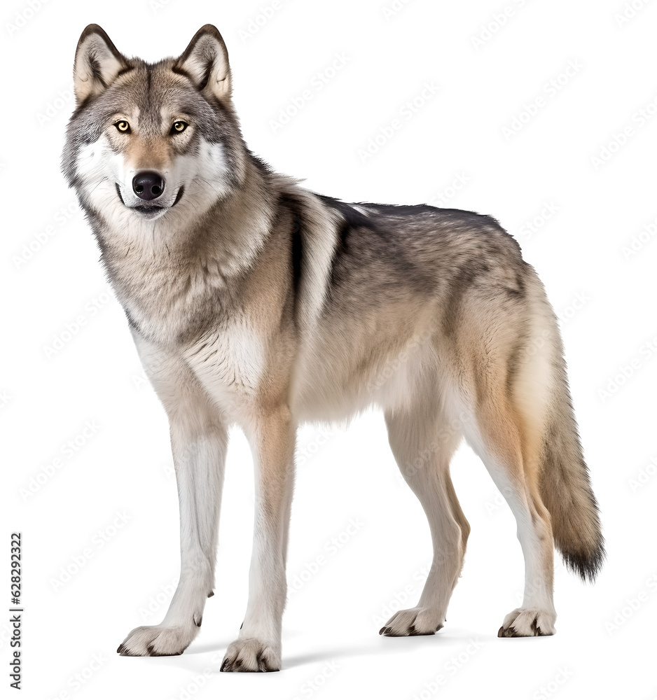 wolf side portrait on isolated background