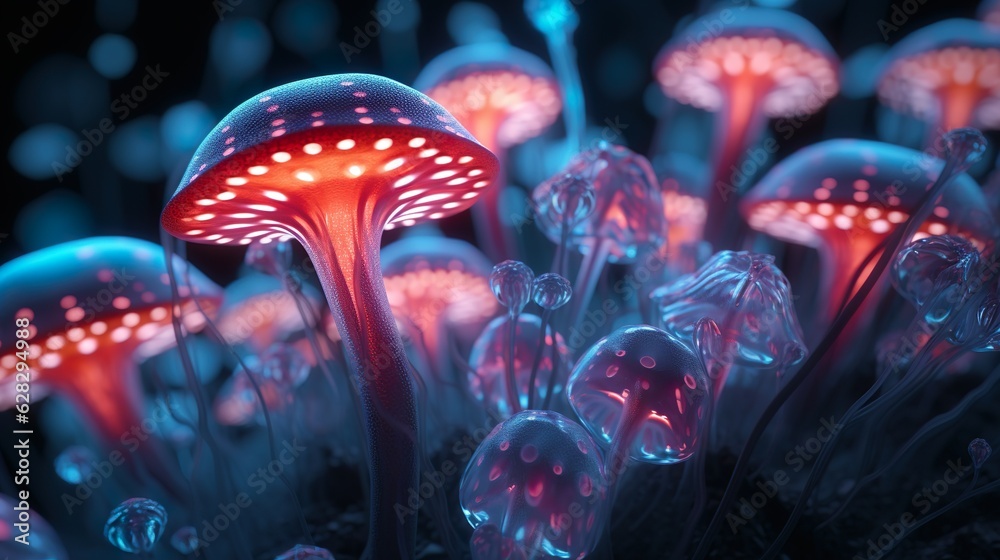 neon mushrooms | Generative AI neon mushrooms | Generative AI
