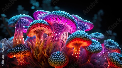 neon mushrooms   Generative AI © Kay