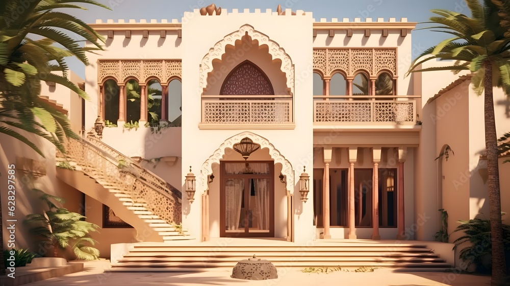 a classic arab house concept , in the style of islamic art and arhitecture.