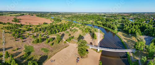 View at the bridge at Warta river in Sieradz city in Poland 