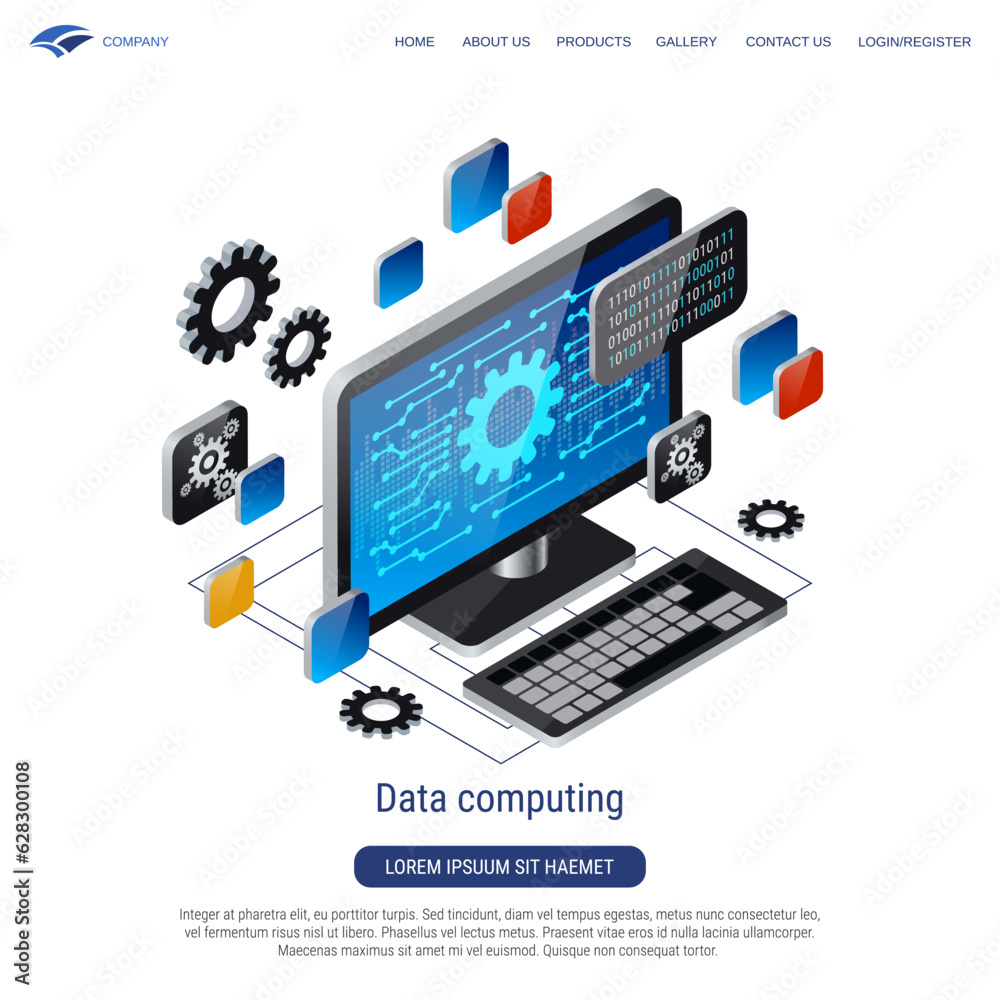 Data computing, information processing 3d isometric vector concept illustration Data computing, information processing 3d isometric vector concept illustration