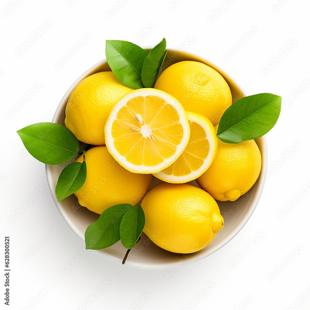 Top-down view of a bowl of lemons. Top-down view of a bowl of lemons.