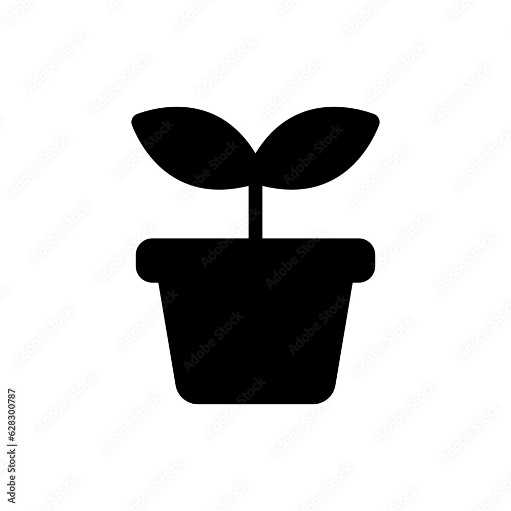 Sprout icon. Simple plant in pot icon. Sprout icon. Simple plant in pot icon.