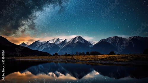  breathtaking view of a starry night sky over a mountain range © Xavier