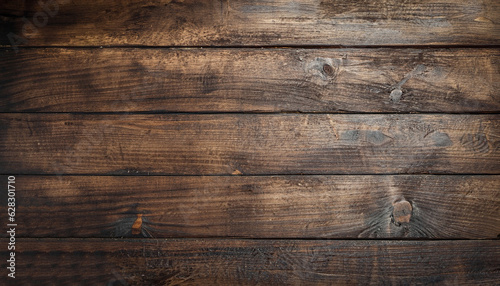 Dark old wooden table texture background top view