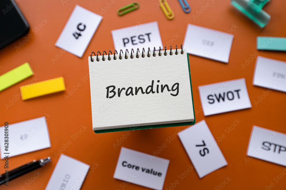 There is notebook with the word Branding. It is as an eye-catching image. There is notebook with the word Branding. It is as an eye-catching image.
