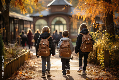 A group of people walking on a path with backpacks, ready for the new school year