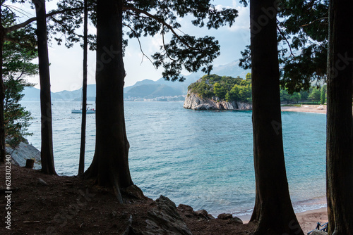beautiful landscape. View of the Adriatic Sea from the park near the island of Sveti Stefan in Montenegro © Alesia