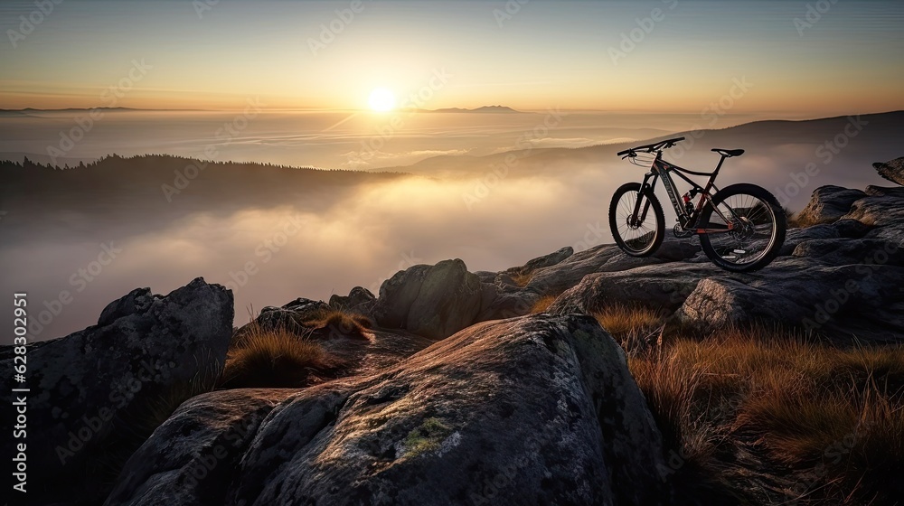 Fototapeta premium trek racing bicycle on the cliff