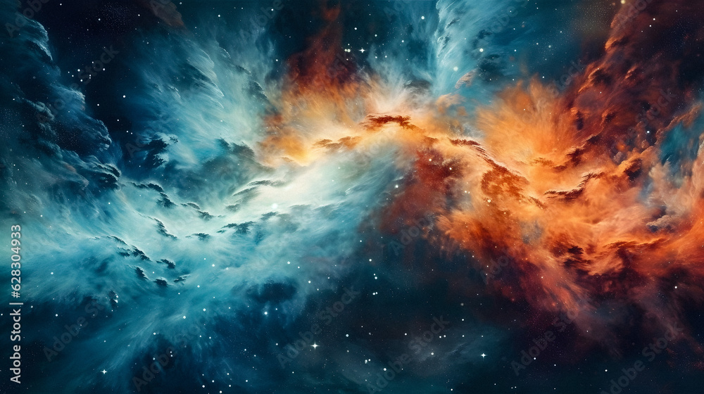 Fototapeta premium Vibrant Colors of a Distant Galaxy - Generative AI Artwork