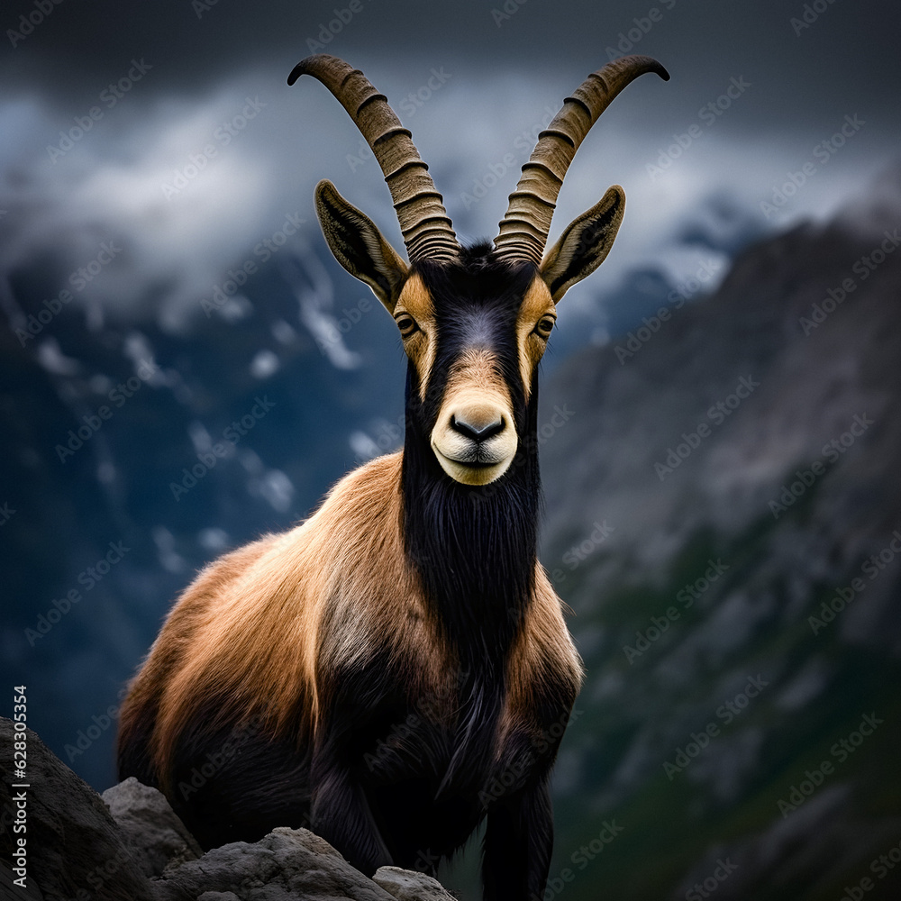 Majestic Chamois in Mountain Wilderness - generative ai