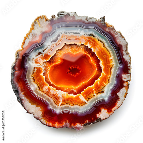 a slab of red and orange agate stone; a generative AI illustration