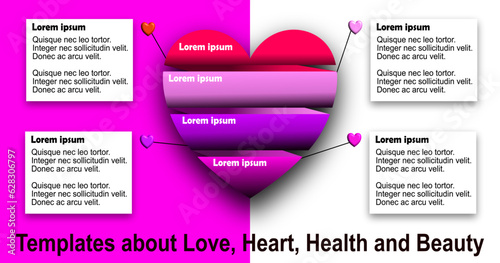 Heart shaped love symbol illustration applied in info graphic shape. It can also be for beauty and health.