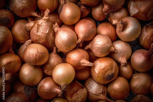 Brown Onion Harvest, Top-View Close-Up Background